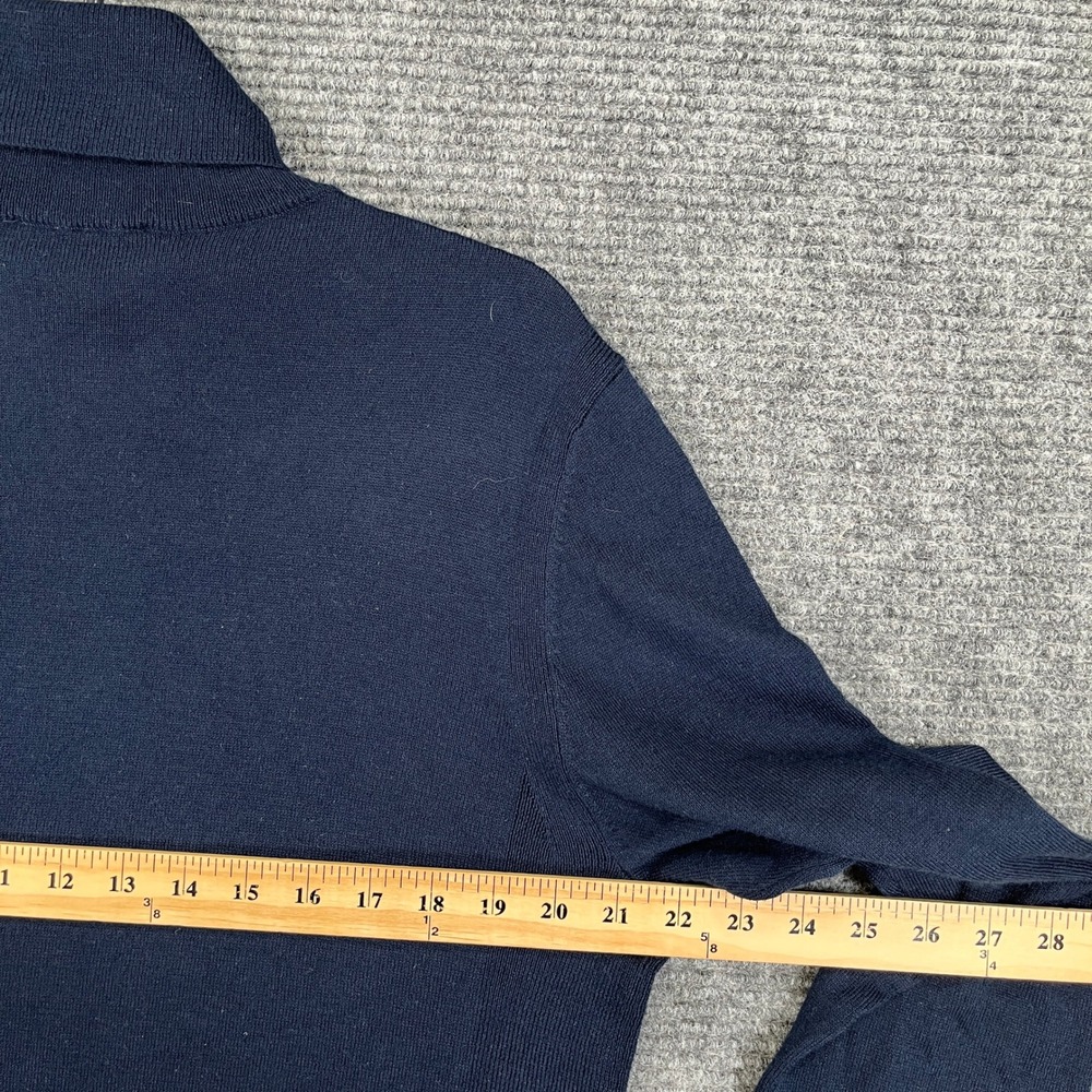 Express Merino Wool Blend Turtleneck Sweater Mens L Navy Blue Knit Casual Wear - Picture 9 of 12